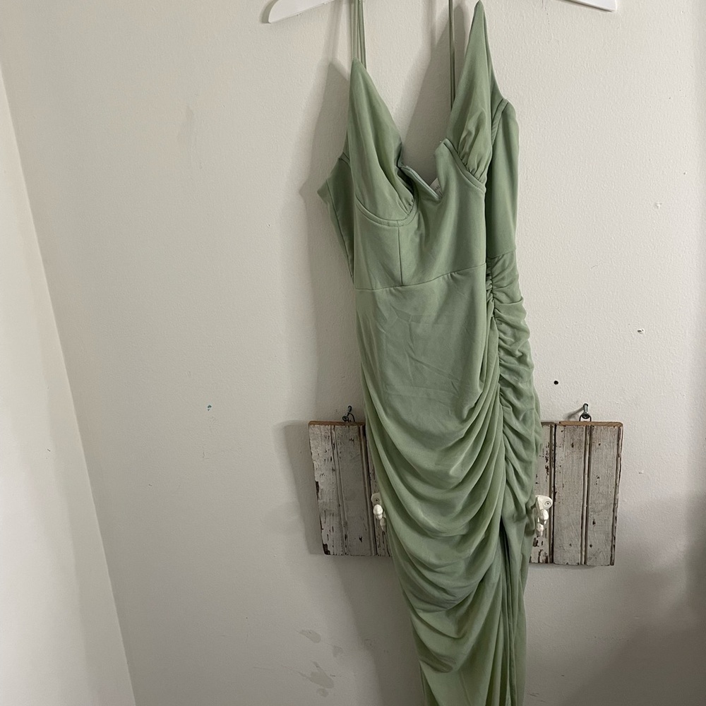 Elegant Green Ruched Dress